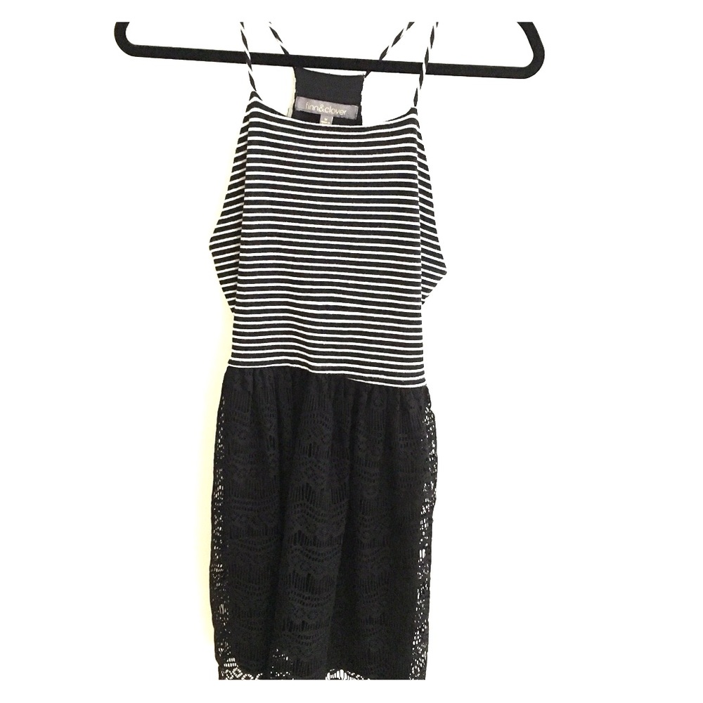 A stripped black and white dress