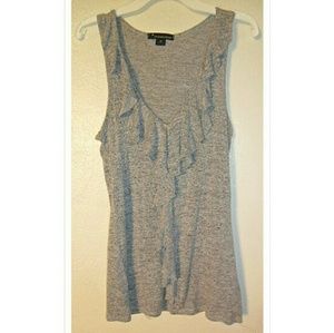 Gray Ruffled Sleeveless Blouse