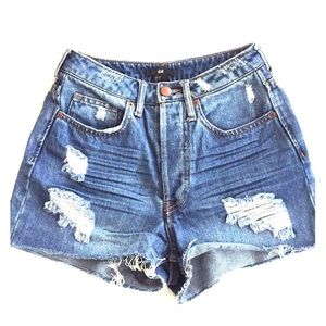 H&M high waisted cut off denim shorts