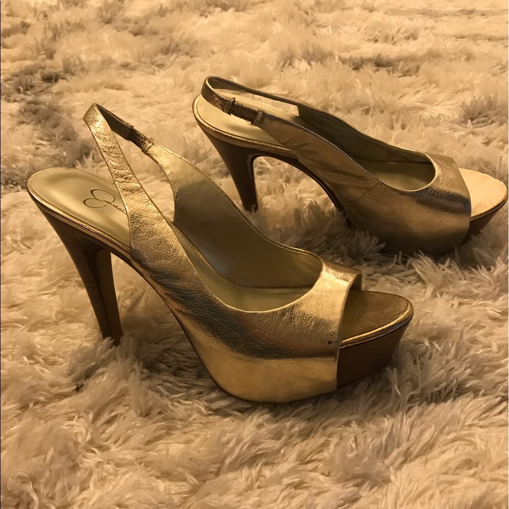 Jessica Simpson Metallic Gold Heels - Picture 3 of 3
