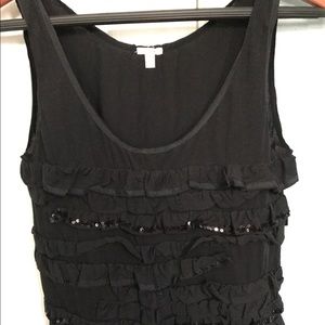 Black sequin ruffle top