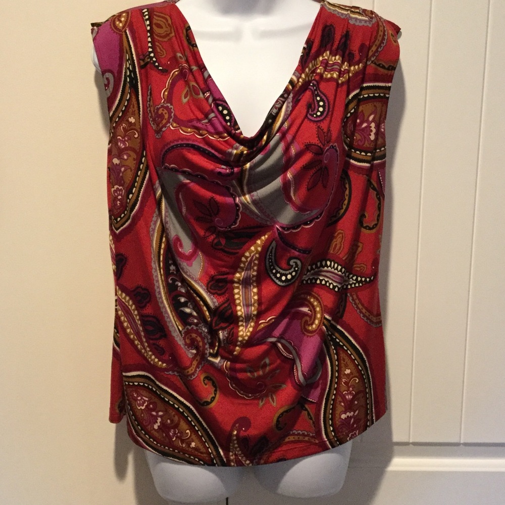 Cowl Neck Paisley Top