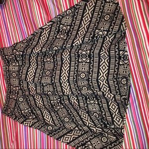 Geometric tan and black skater skirt