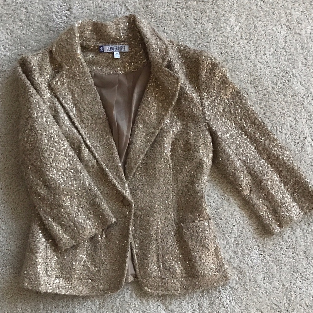 Gold Sequin 3/4 Length Blazer