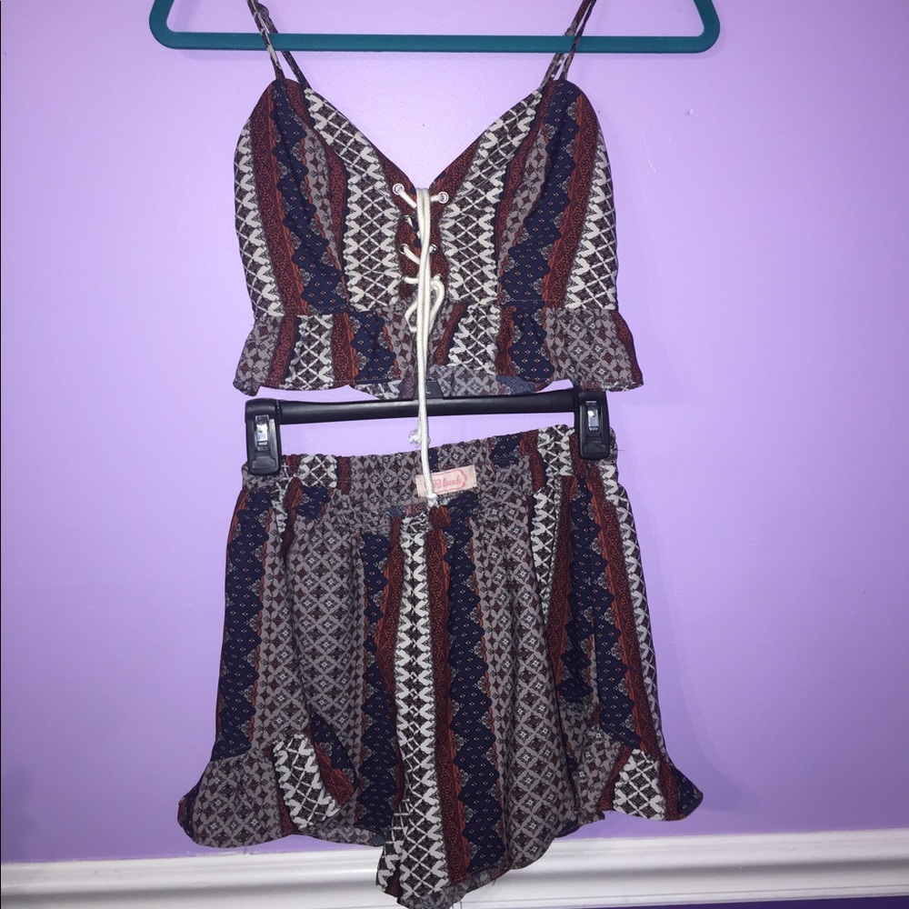 Two piece crop top and shorts