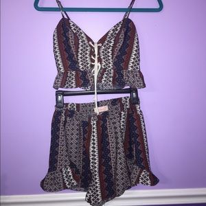 Two piece crop top and shorts
