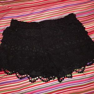 Black crochet shorts