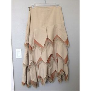Asymmetrical Layered Rust and Tan Skirt