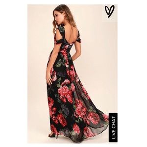 LULUS black floral maxi dress