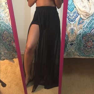 Sheer split maxi skirt