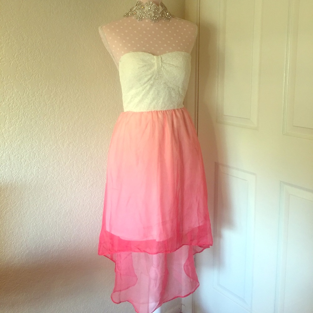 Hi Lo Strapless Mini Dress