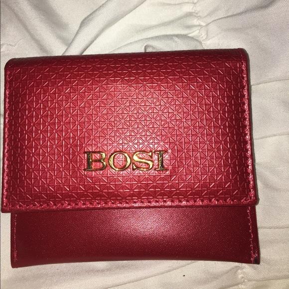 red leather bosi wallet