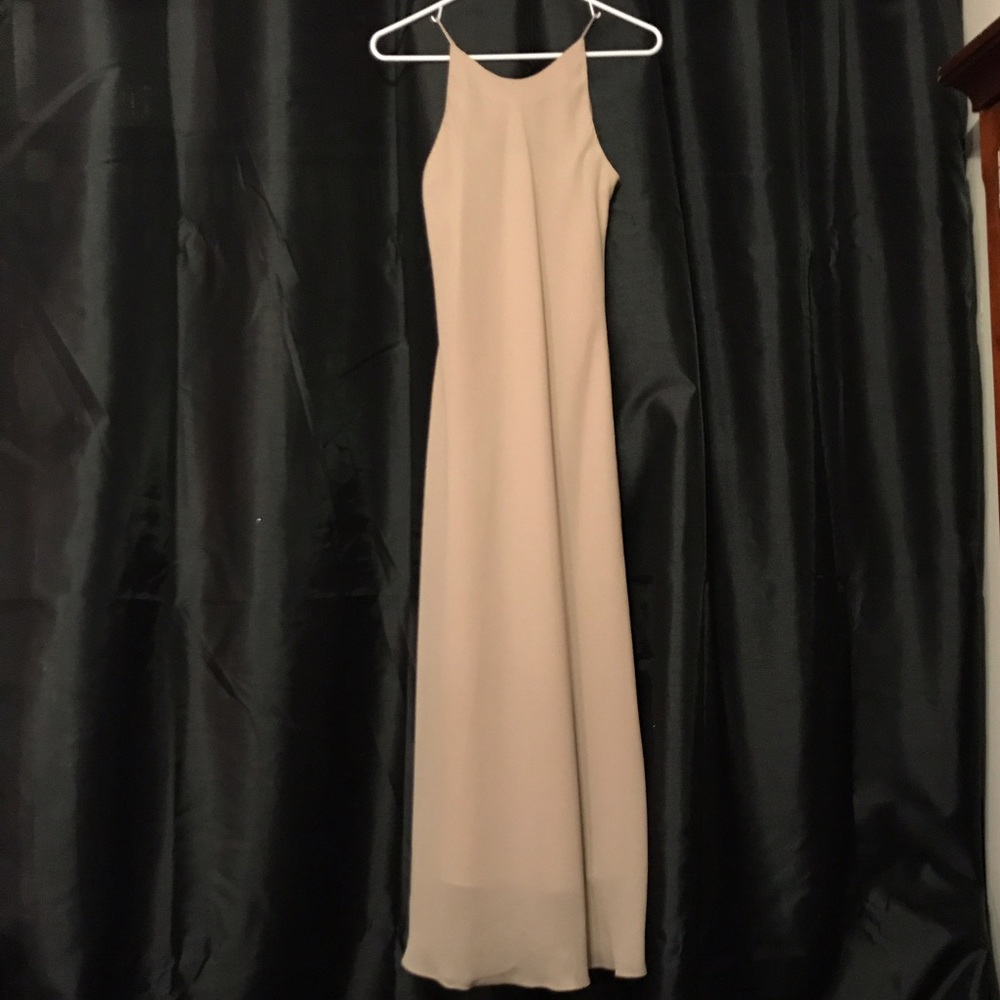Tan spaghetti strap sheer formal dress size 2
