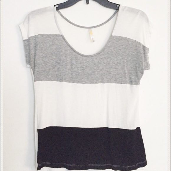 Tops - 50% OFF White, Black & Gray Color Block Soft Top