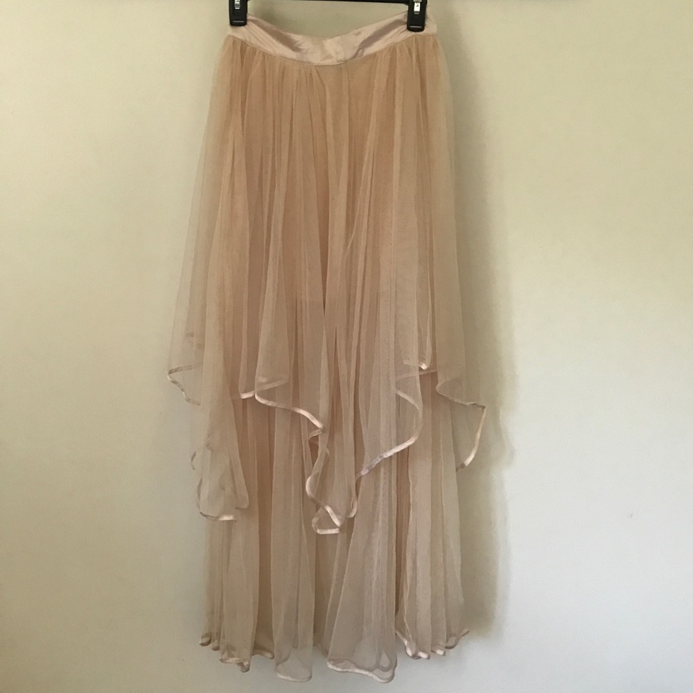 Free people mesh light pink maxi skirt mesh