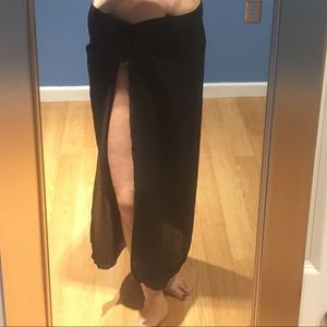 Long Black Beach Sarong Cover-up