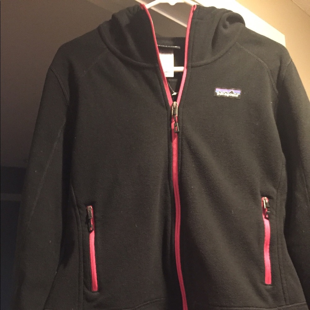 Womens Large Patagonia black Hoodie Jacket.