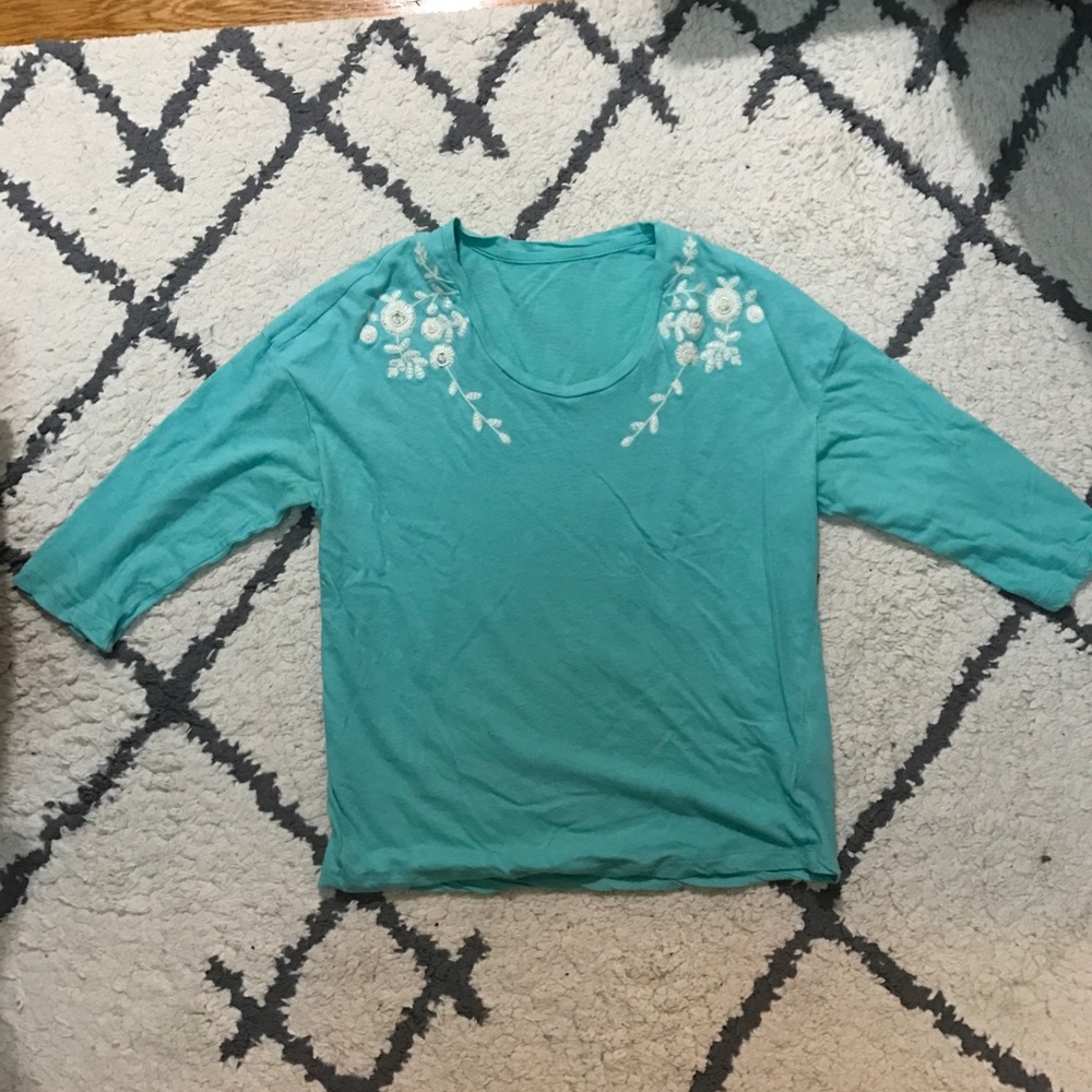Teal embroidered shirt
