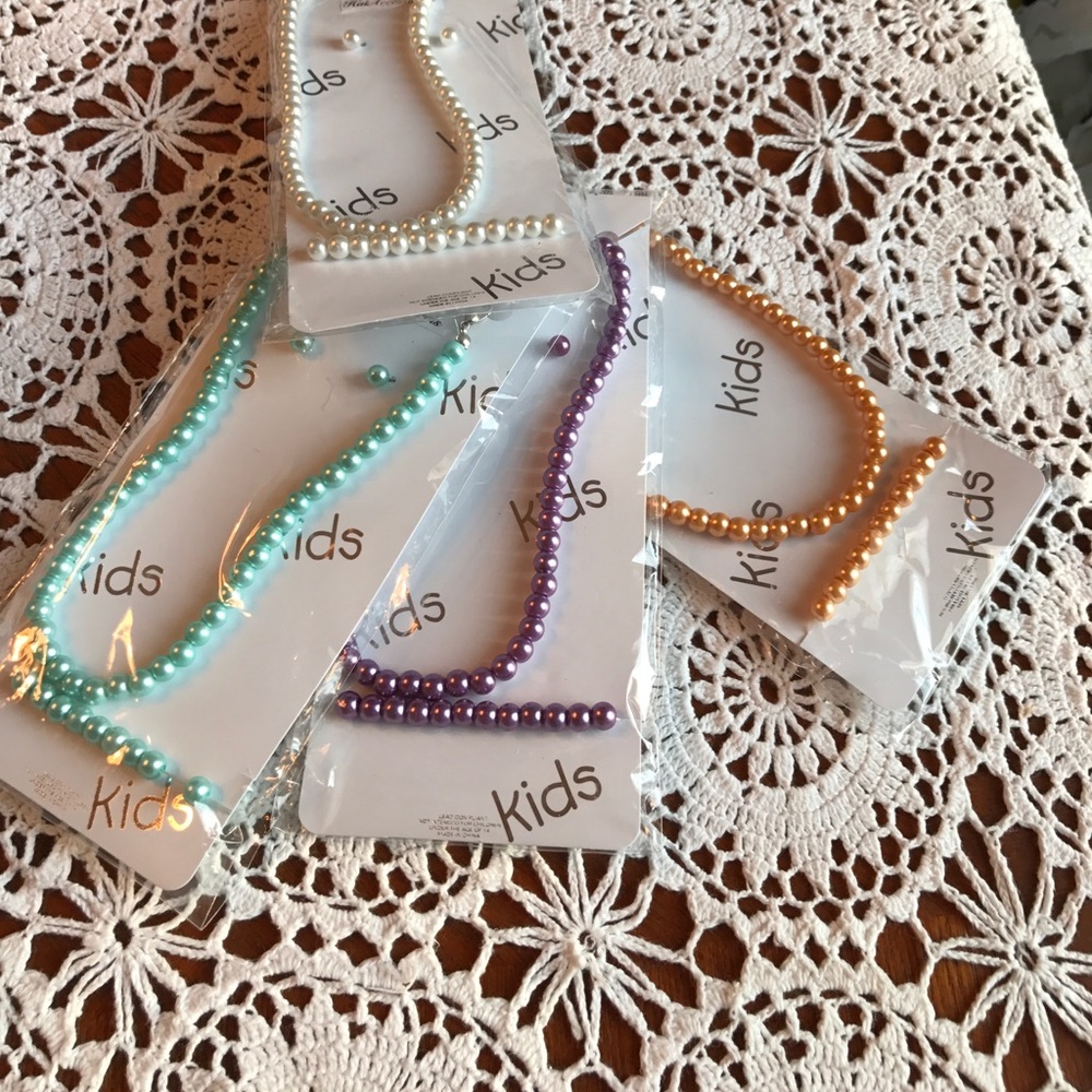 Kids 3 Piece Pearl Jewelry Set