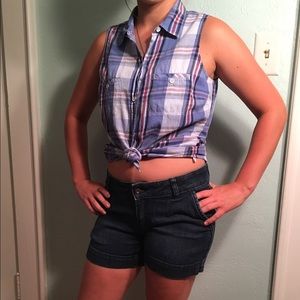 Red, White, and Blue Button Up Flannel