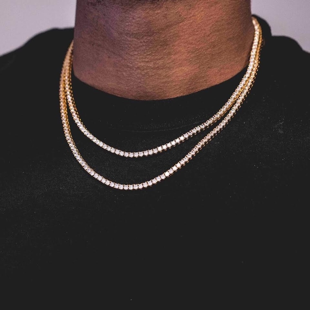 Gold mini lab diamond tennis chain necklace