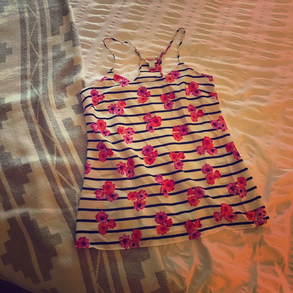 J.Crew Striped & Floral Racerback Tank