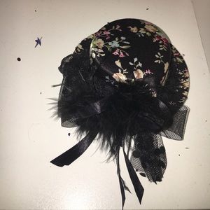floral black mini hat.