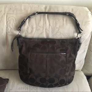 Dark Brown Coach Purse w/leather Trim &