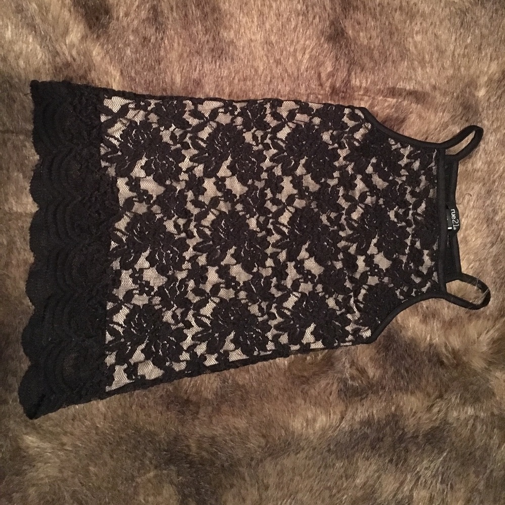 Black Lace and Cream Crop Top