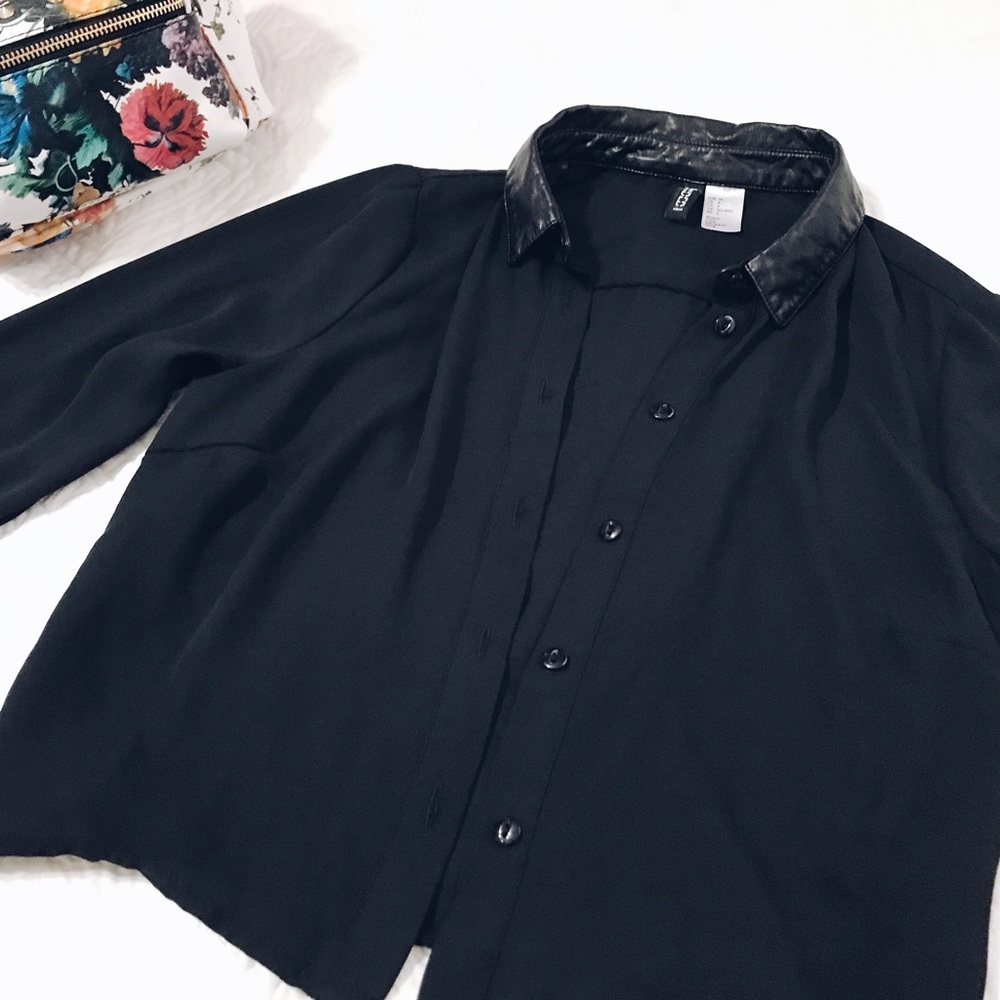 Sheer and leather shirt ✨