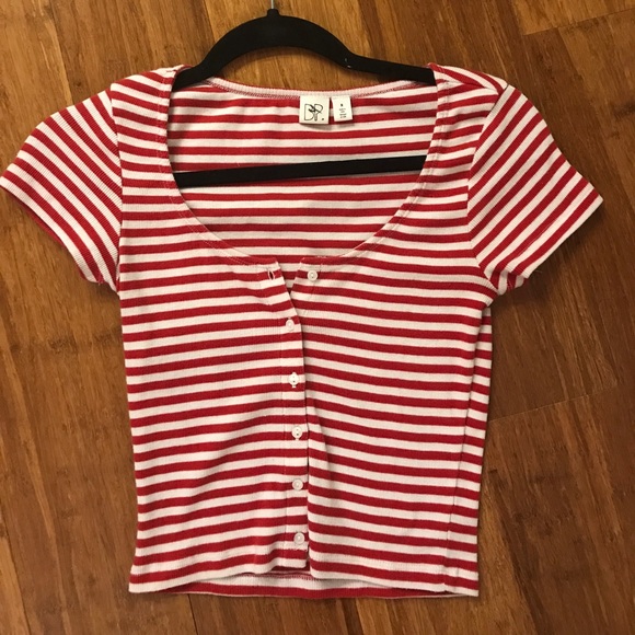 bp Tops - Red & white striped BP crop top
