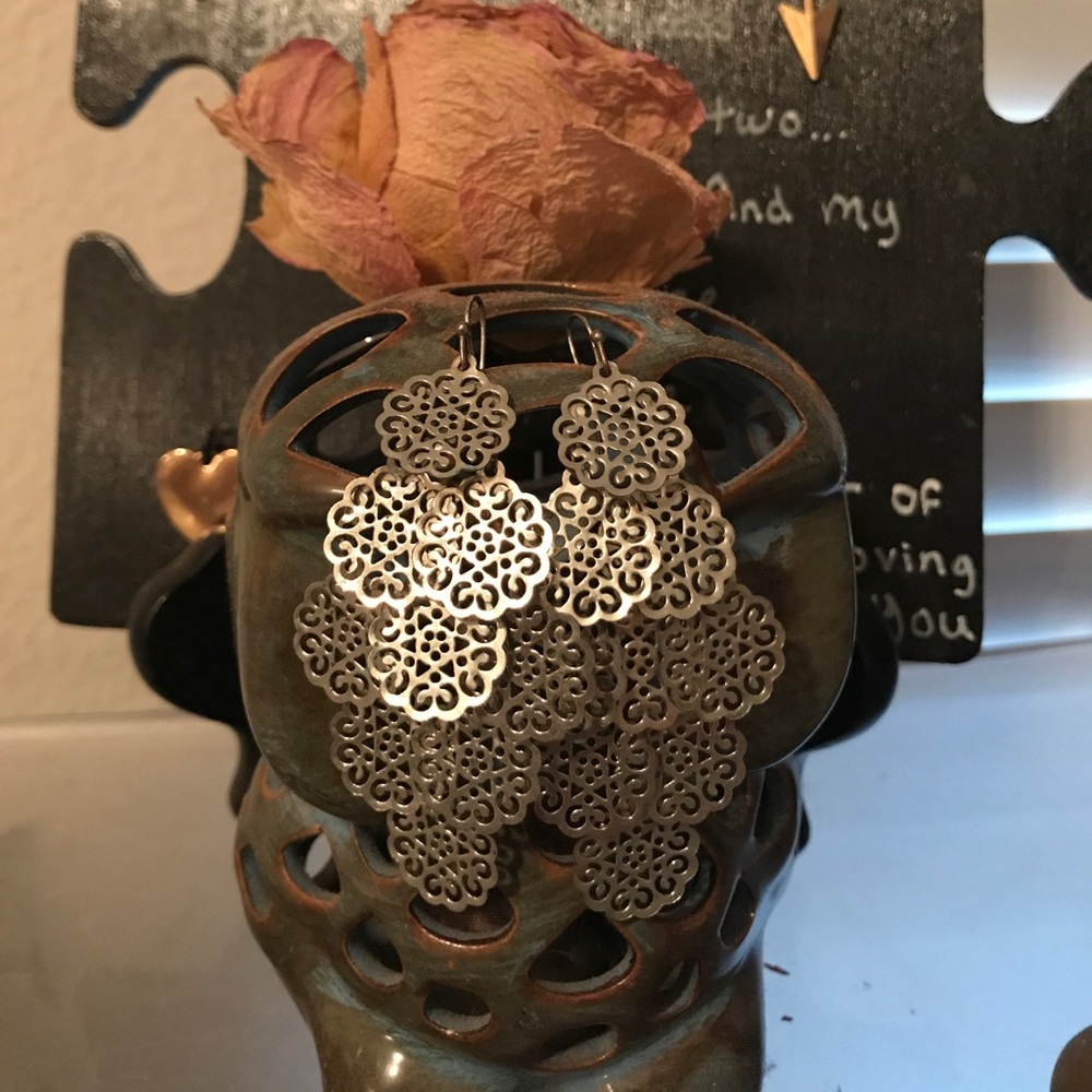 Faux chandelier silver earrings