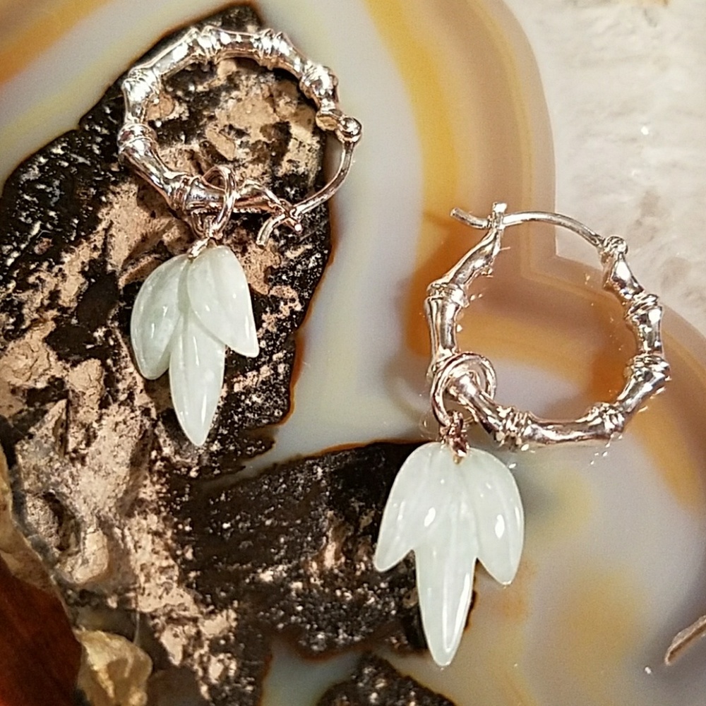 Jade | Lorenzo .925 SS natural jade earrings - Picture 2 of 6