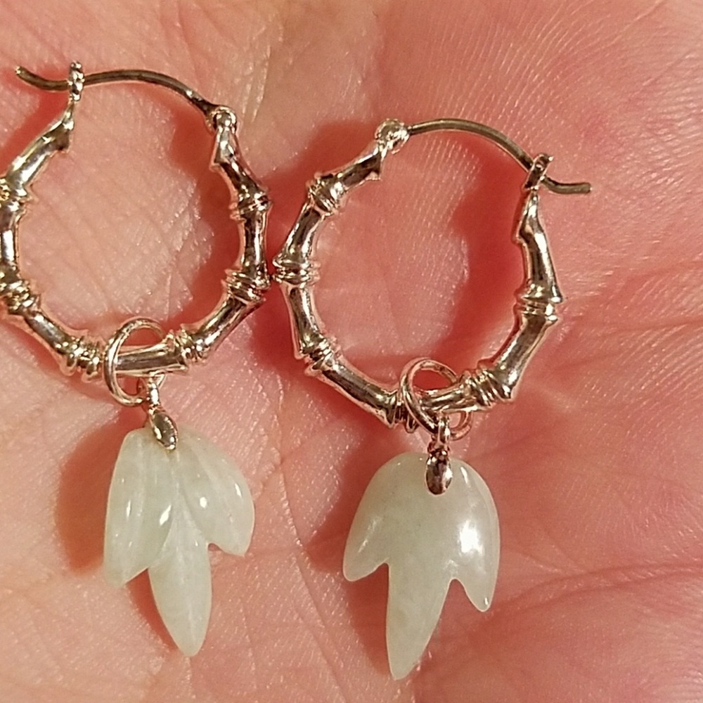 Jade | Lorenzo .925 SS natural jade earrings - Picture 5 of 6