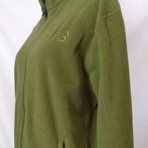 NEW BALANCE Fleece Jacket Green Zip Long Sleeve