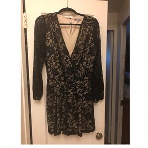 Black Lace Long Sleeve Romper - Size 1x