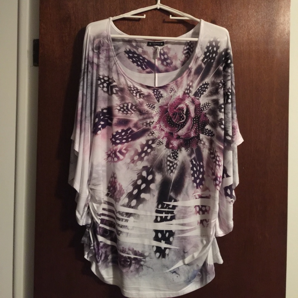 Super cute silk like dress top (2XL plus)