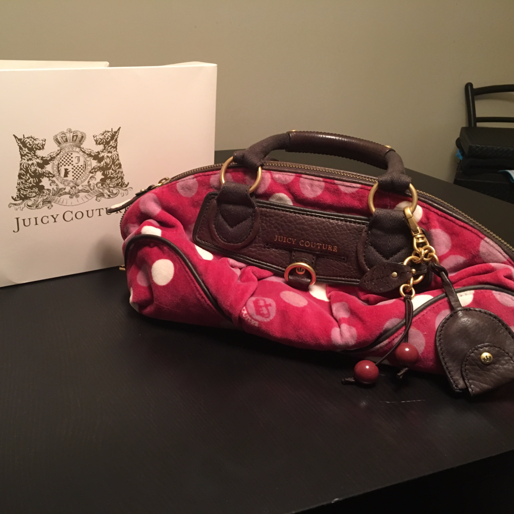 Juicy Couture Velour I Love Dotty Dahlia Bag