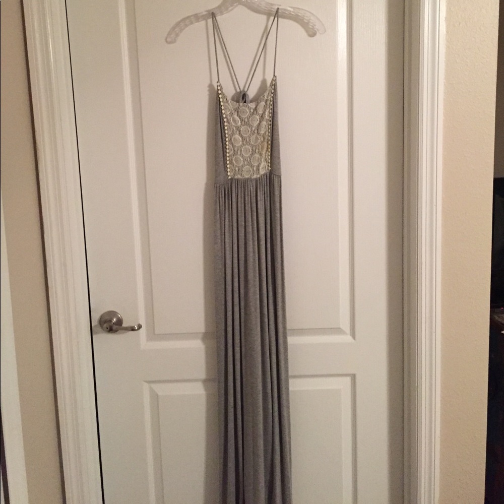 Gray Maxi with slit.