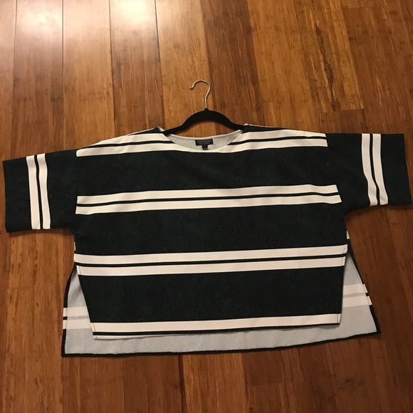 Topshop Tops - Green striped oversized top TOPSHOP