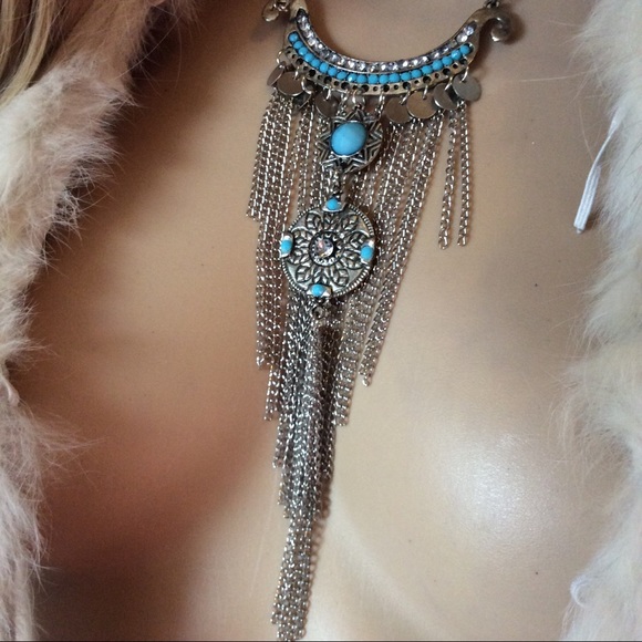 🌺2PC SET NECKLACE & EARRINGS TRIBAL BOHO CHIC LUV - Picture 3 of 6