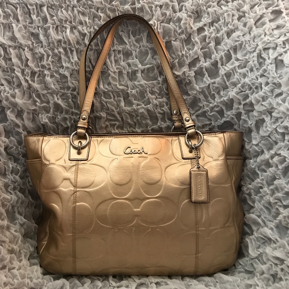 Coach metallic monogram handbag!!!