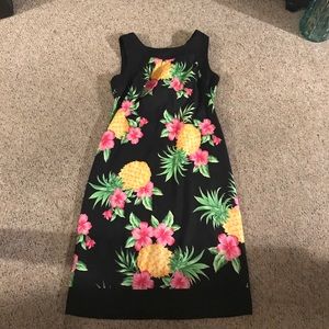 NWT WOMENS AB STUDIO STRETCH PINEAPPLE PRINT DRESS