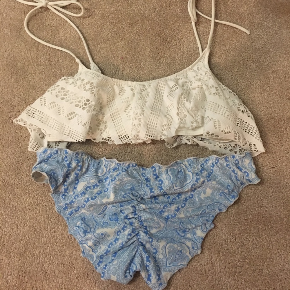 PINK White and Blue swim suit