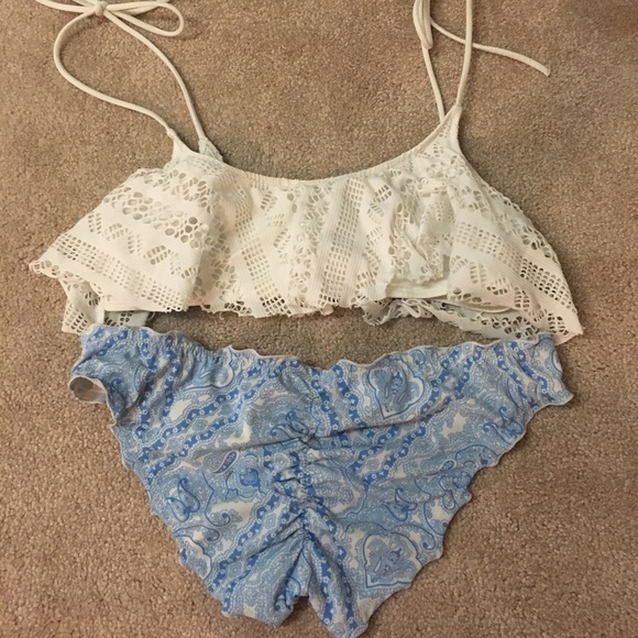 PINK White and Blue swim suit - Picture 1 of 1