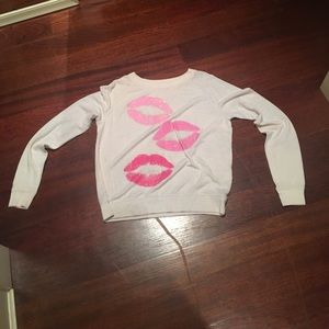 Cream Sweater with sequin kiss marks