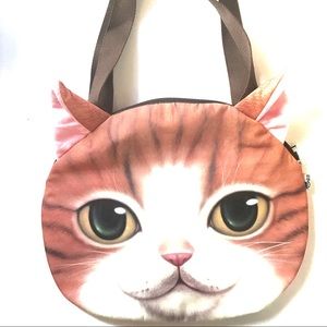 3D Orange Cat Face Handbag Purse Lover Style Fun
