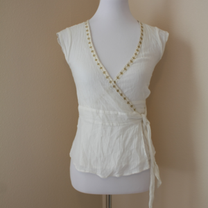 fei Anthropologie Cap Sleeve Wrap Blouse Sheer 4