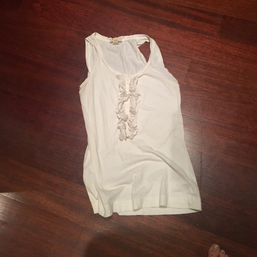 White shirt with lace ruffle