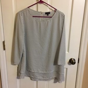 White and black polka dot Limited blouse- large